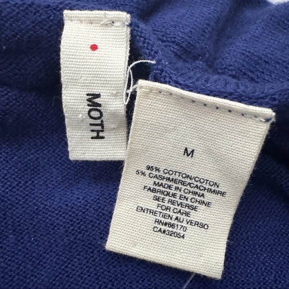 MOTH Sweater Womens Medium Royal Blue Big Button Ruffle Front Madison Cardigan - Picture 3 of 10